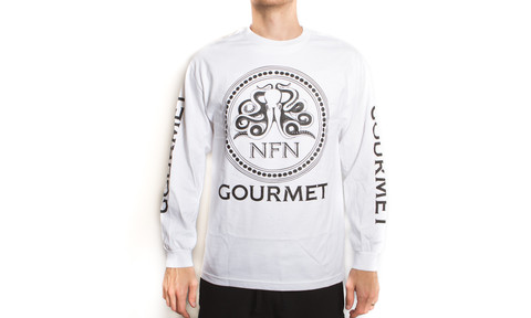 L/S Gourmet Logo Tee: White/Black