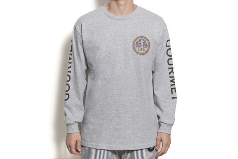 L/S Mosaic Tee: Heather Grey/Black