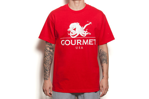 S/S Octopus Tee: Red/White